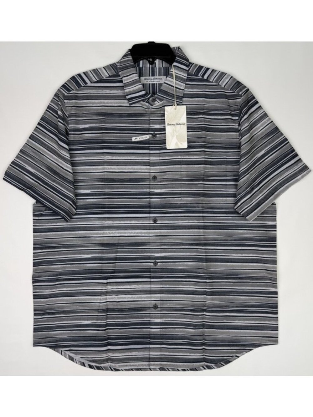 Tommy Bahama LARGE Coast Ripple Tides Island Short-Sleeve Shirt, Black NWT